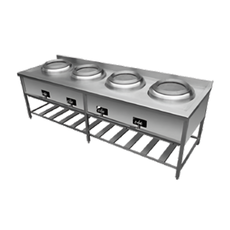 Cocina Industrial Wok de 4 hornillas
