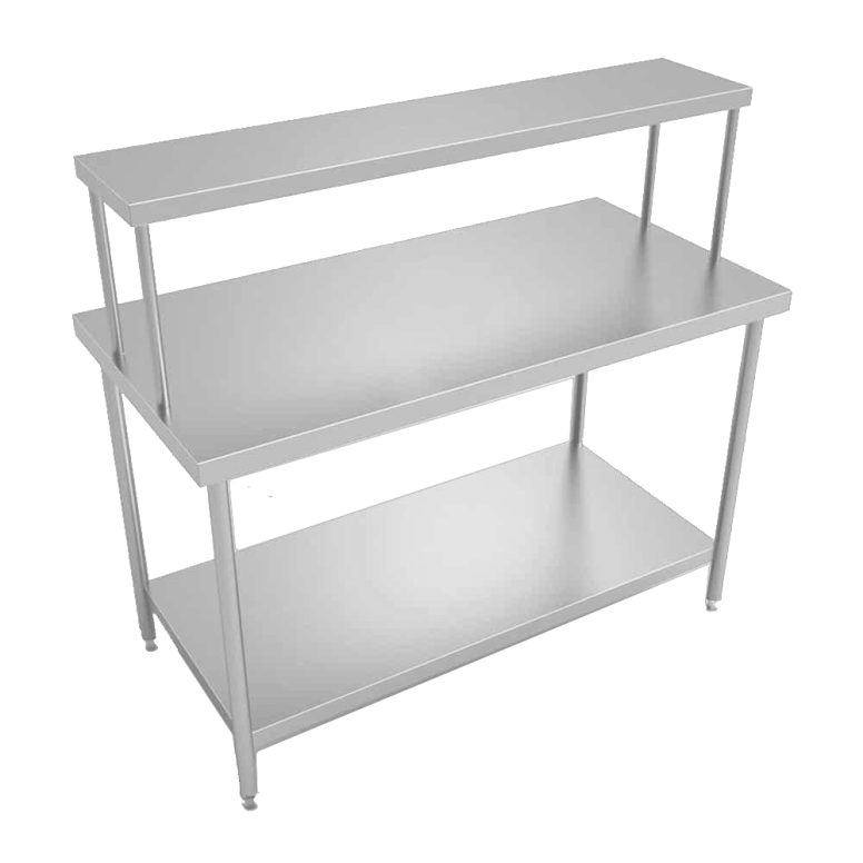mesa de trabajo con repisa en acero inoxidable