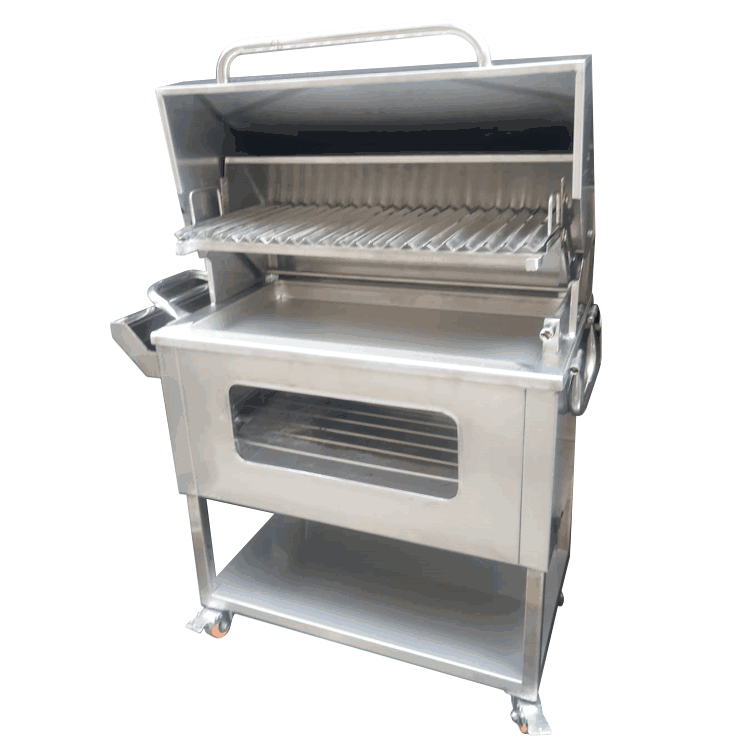 caja china 4 en 1 con tapa ahumadora en acero inoxidable